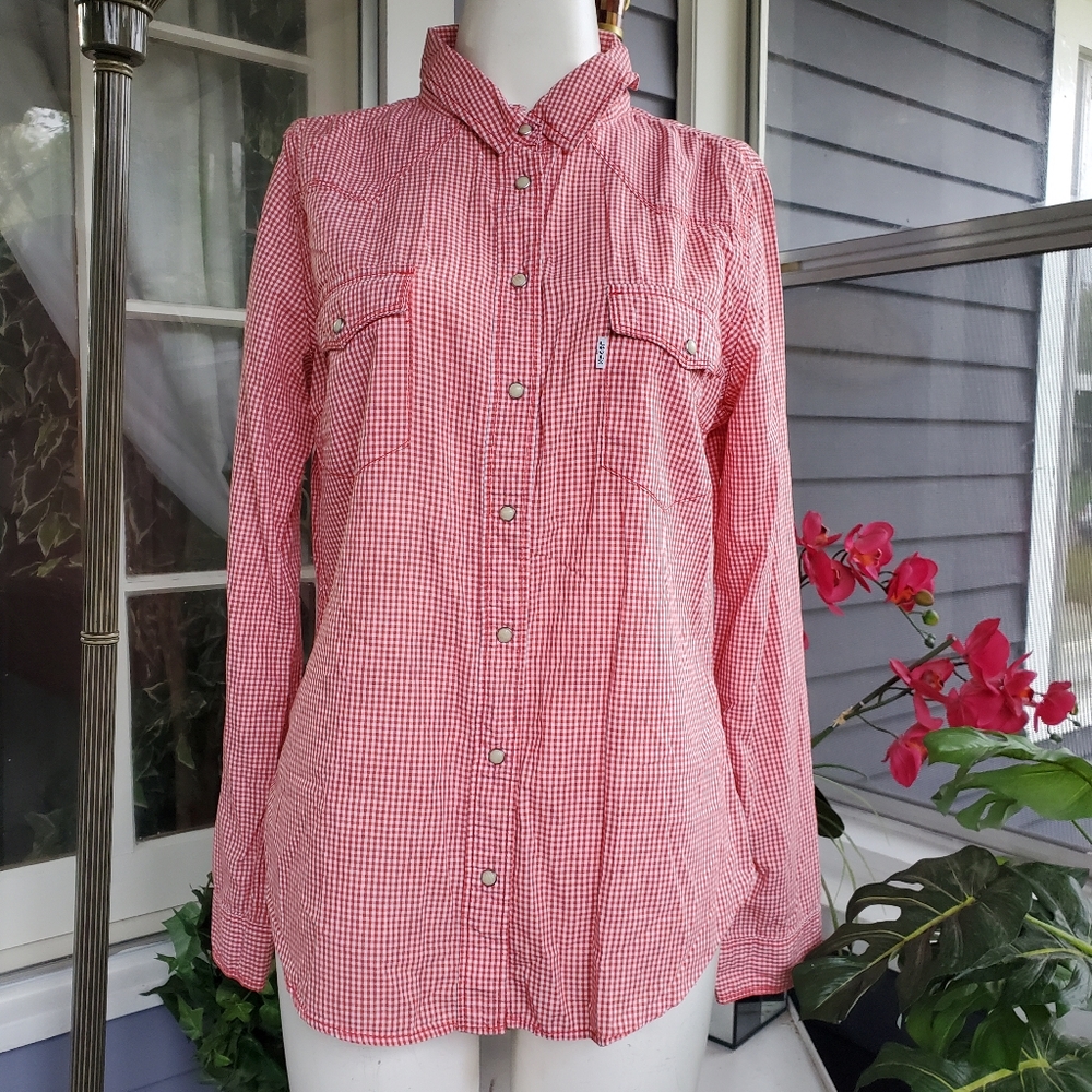 Levi's 100% Cotton Red White Gingham Checked Longsleeved Shirt / Gender Neutral